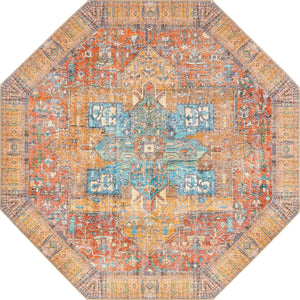 Rust Red 8' x 8' Timeless Washable Octagon Rug