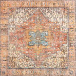 Rust Red 8' x 8' Timeless Washable Square Rug