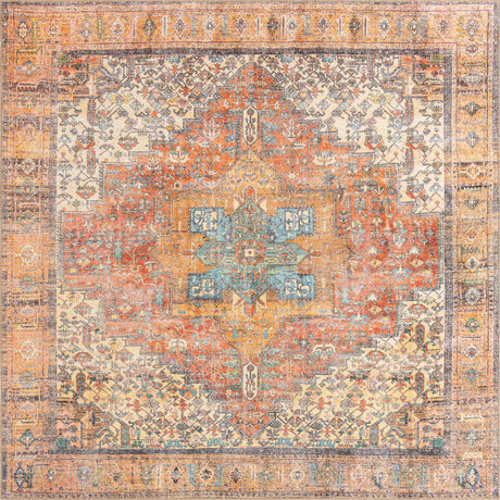 Rust Red 8' x 8' Timeless Washable Square Rug