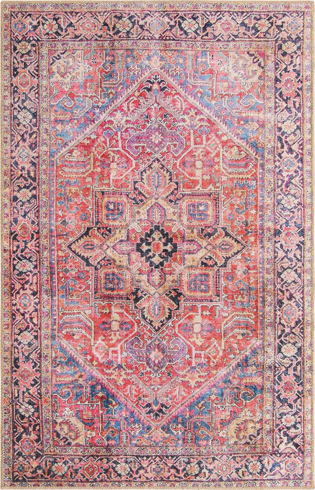 Red 4' x 6' Timeless Washable Rectangle Rug