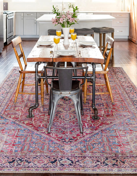 Washable Red 2' x 3' Timeless Rectangle Area Rug Easy to Clean Stain Resistant & Durable Traditional Classic Vintage Design Carpet for Sale at Rug Engine