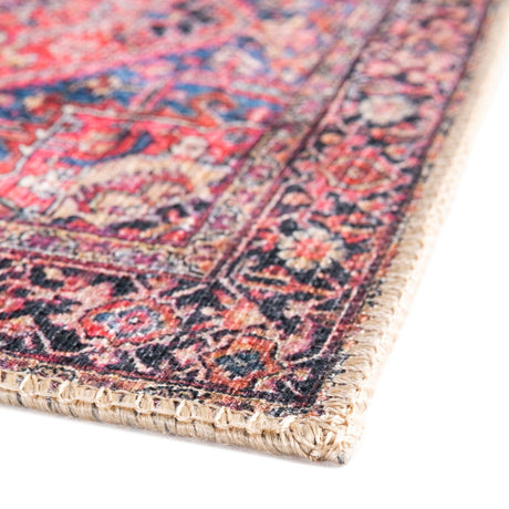 Washable Red 7' 10 x 10' Timeless Rectangle Area Rug Easy to Clean Stain Resistant & Durable Traditional Classic Vintage Design Carpet for Sale at Rug Engine
