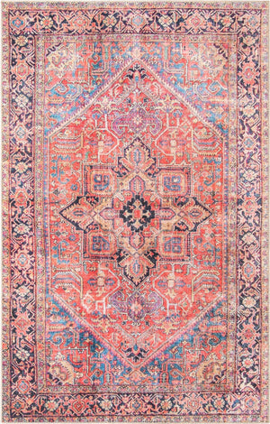 Washable Red 5' x 8' Timeless Rectangle Area Rug Easy to Clean Stain Resistant & Durable Traditional Classic Vintage Design Carpet for Sale at Rug Engine