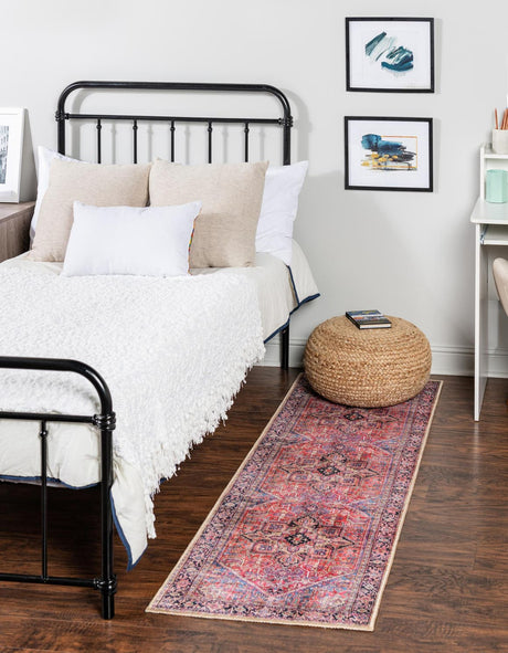 Red 2' x 8' Timeless Washable Runner Rug