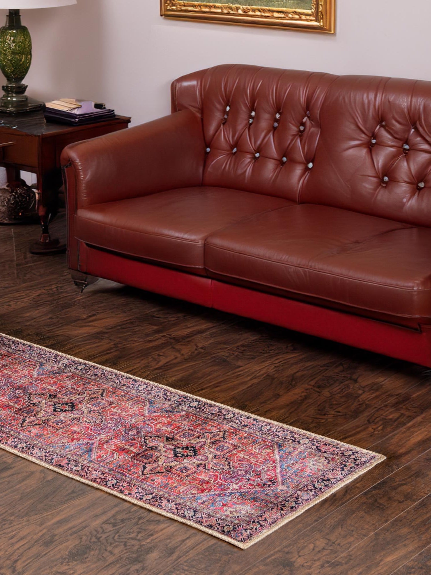 Washable Red 2' 6 x 10' Timeless Runner Area Rug Easy to Clean Stain Resistant & Durable Traditional Classic Vintage Design Carpet for Sale at Rug Engine