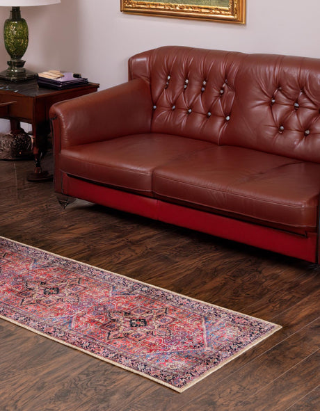 Washable Red 2' x 6' Timeless Runner Area Rug Easy to Clean Stain Resistant & Durable Traditional Classic Vintage Design Carpet for Sale at Rug Engine