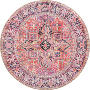 Red 4' x 4' Timeless Washable Round Rug