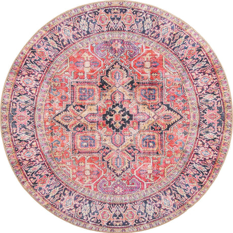 Red 4' x 4' Timeless Washable Round Rug
