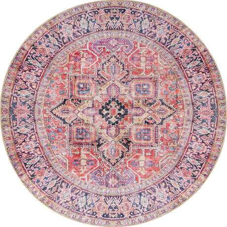 Red 8' x 8' Timeless Washable Round Rug