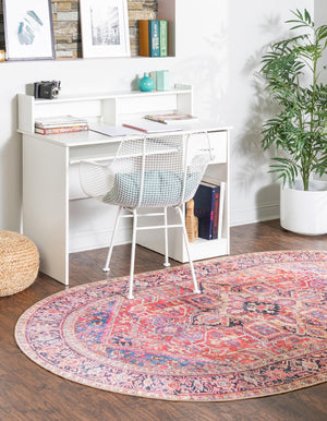 Washable Red 5' x 8' Timeless Oval Area Rug Easy to Clean Stain Resistant & Durable Traditional Classic Vintage Design Carpet for Sale at Rug Engine
