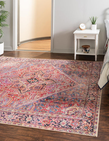 Red 8' x 8' Timeless Washable Square Rug