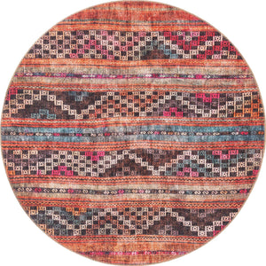 Multicolor 4' x 4' Timeless Washable Round Rug