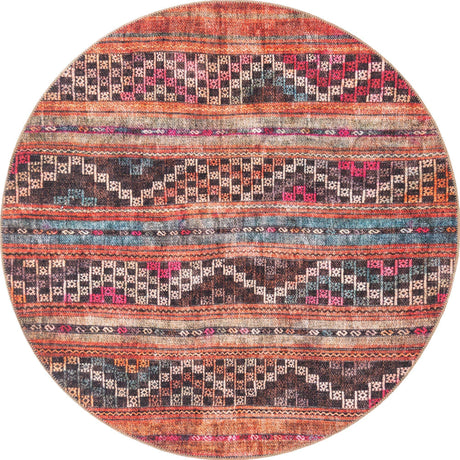 Multicolor 4' x 4' Timeless Washable Round Rug