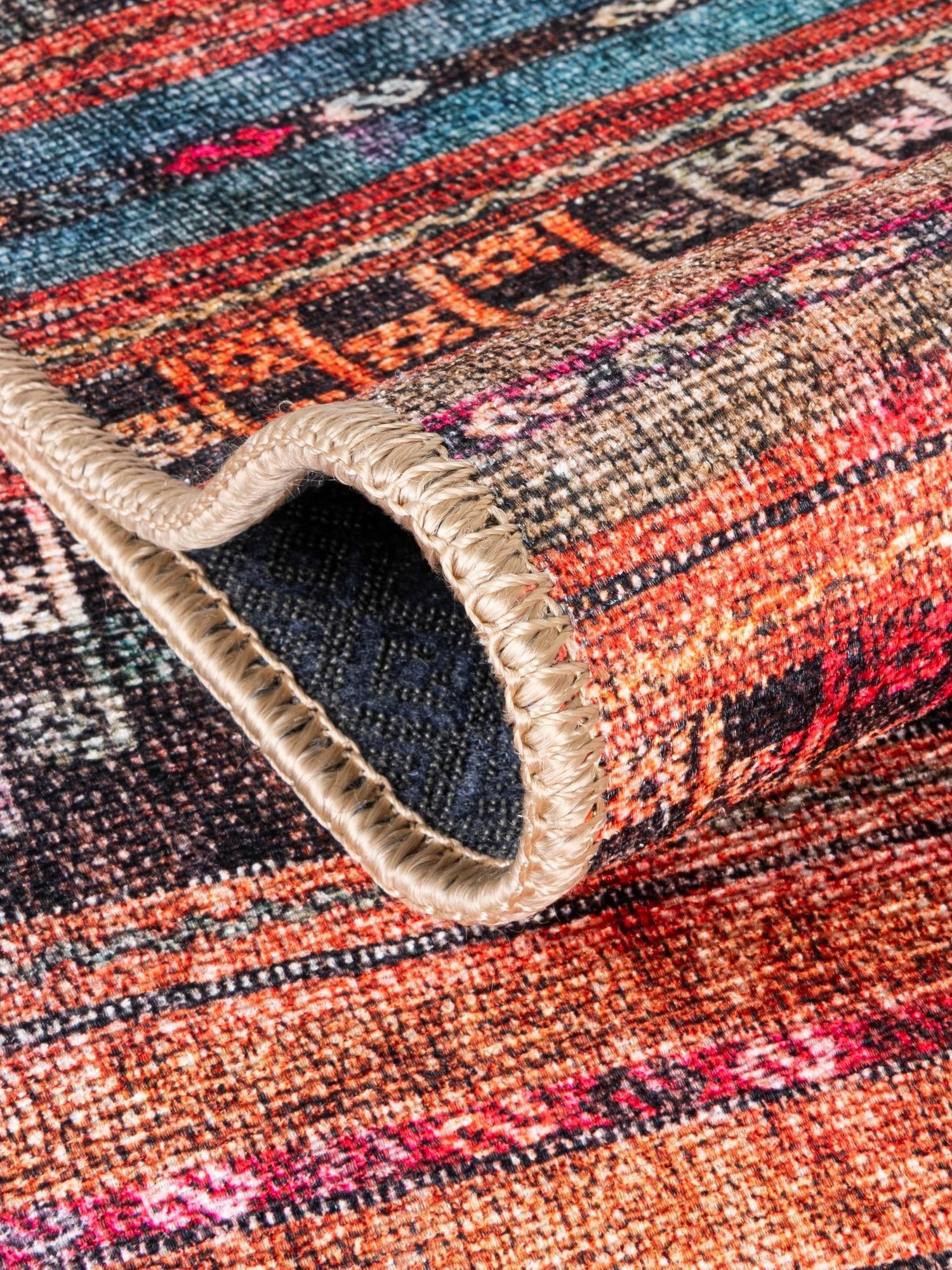 Washable Multicolor 5' x 5' Timeless Round Area Rug Easy to Clean Stain Resistant & Durable