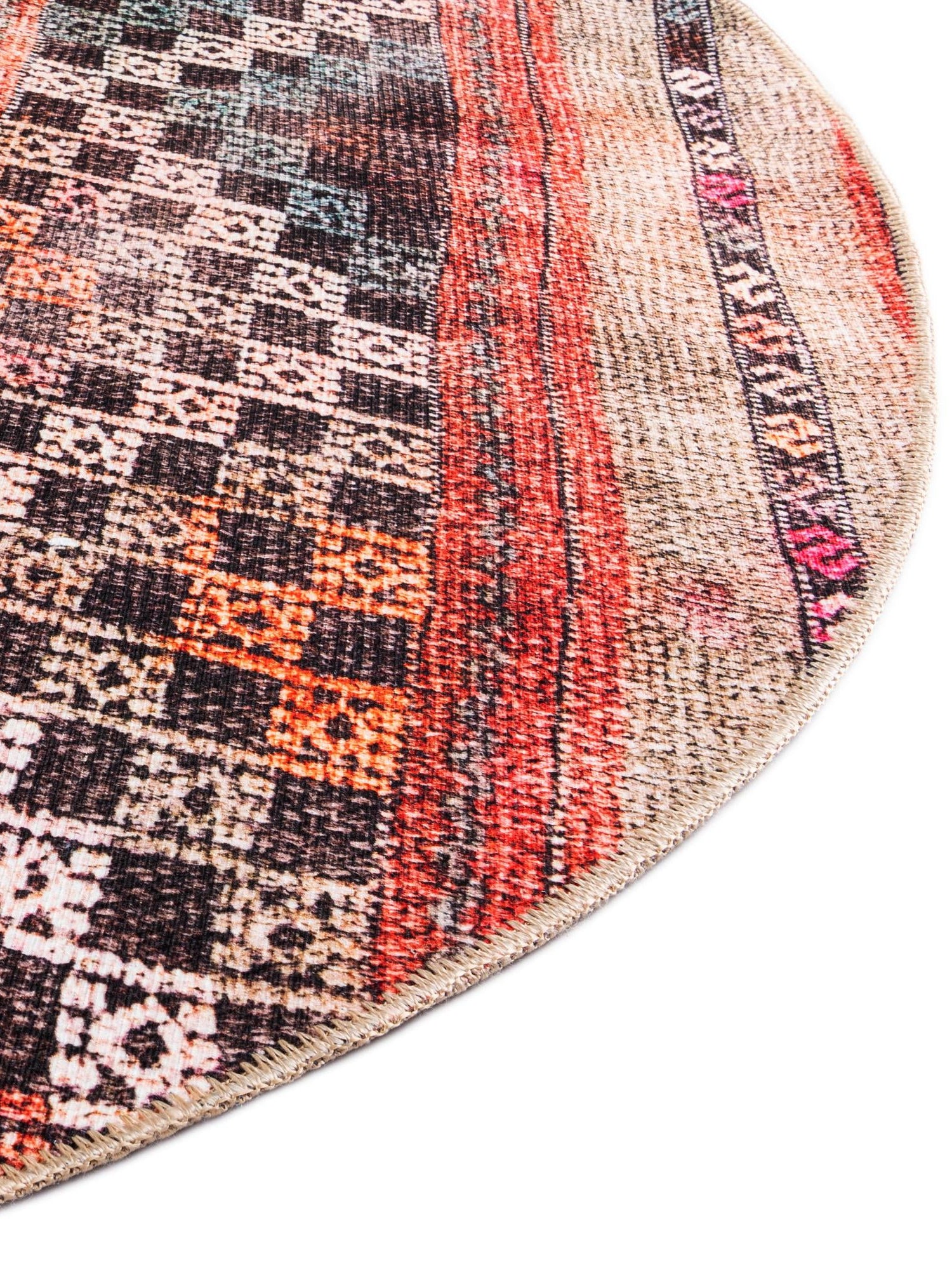 Washable Multicolor 5' x 5' Timeless Round Area Rug Easy to Clean Stain Resistant & Durable