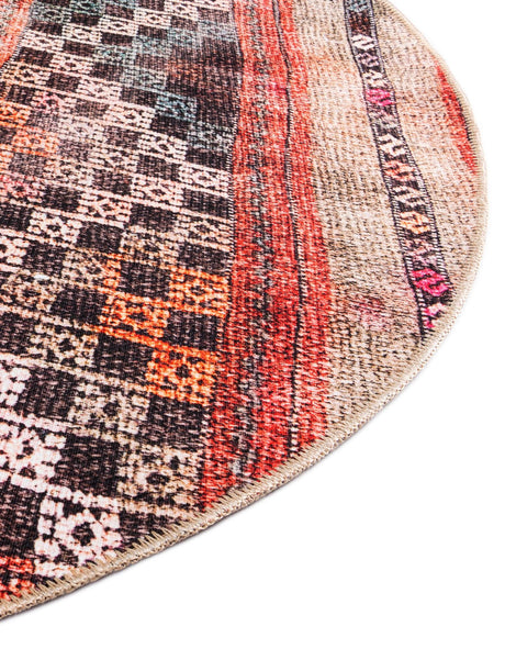 Washable Multicolor 5' x 5' Timeless Round Area Rug Easy to Clean Stain Resistant & Durable