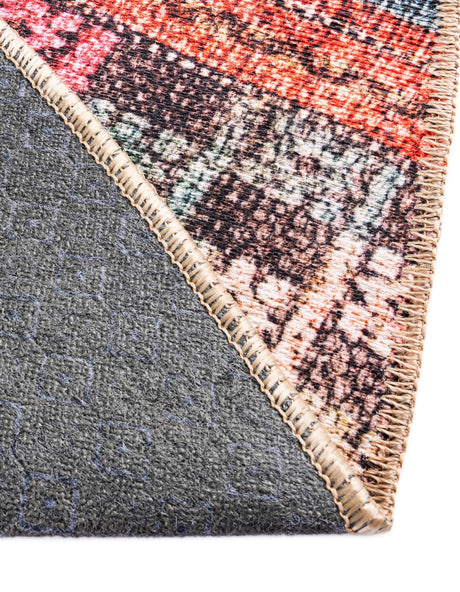 Washable Multicolor 5' x 5' Timeless Round Area Rug Easy to Clean Stain Resistant & Durable