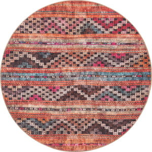 Multicolor 5' x 5' Timeless Washable Round Rug