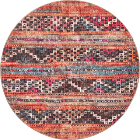 Multicolor 5' x 5' Timeless Washable Round Rug