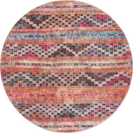Multicolor 8' x 8' Timeless Washable Round Rug