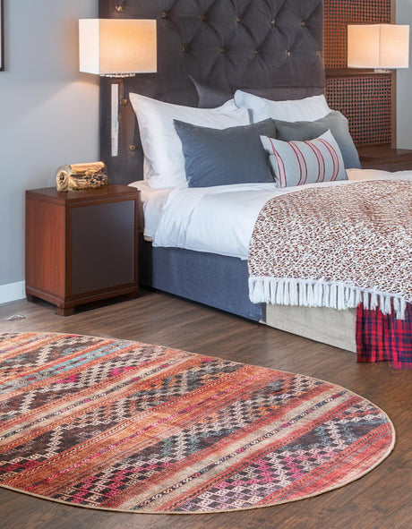 Washable Multicolor 5' x 8' Timeless Oval Area Rug Easy to Clean Stain Resistant & Durable Traditional Classic Vintage Design Carpet for Sale at Rug Engine