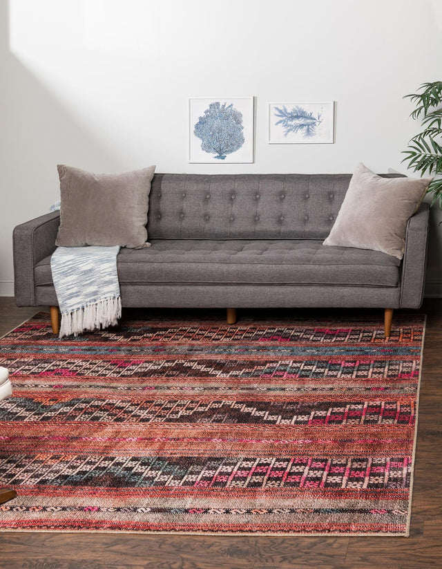 Multicolor 8' x 8' Timeless Washable Square Rug