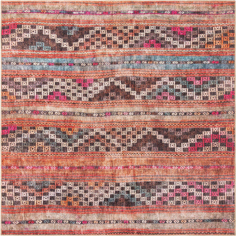 Multicolor 8' x 8' Timeless Washable Square Rug