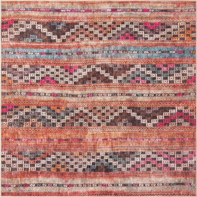 Multicolor 8' x 8' Timeless Washable Square Rug
