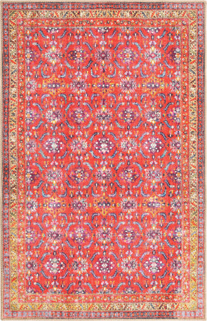 Red 4' x 6' Timeless Washable Rectangle Rug