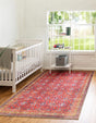 Washable Red 2' x 3' Timeless Rectangle Area Rug Easy to Clean Stain Resistant & Durable Traditional Classic Vintage Design Carpet for Sale at Rug Engine