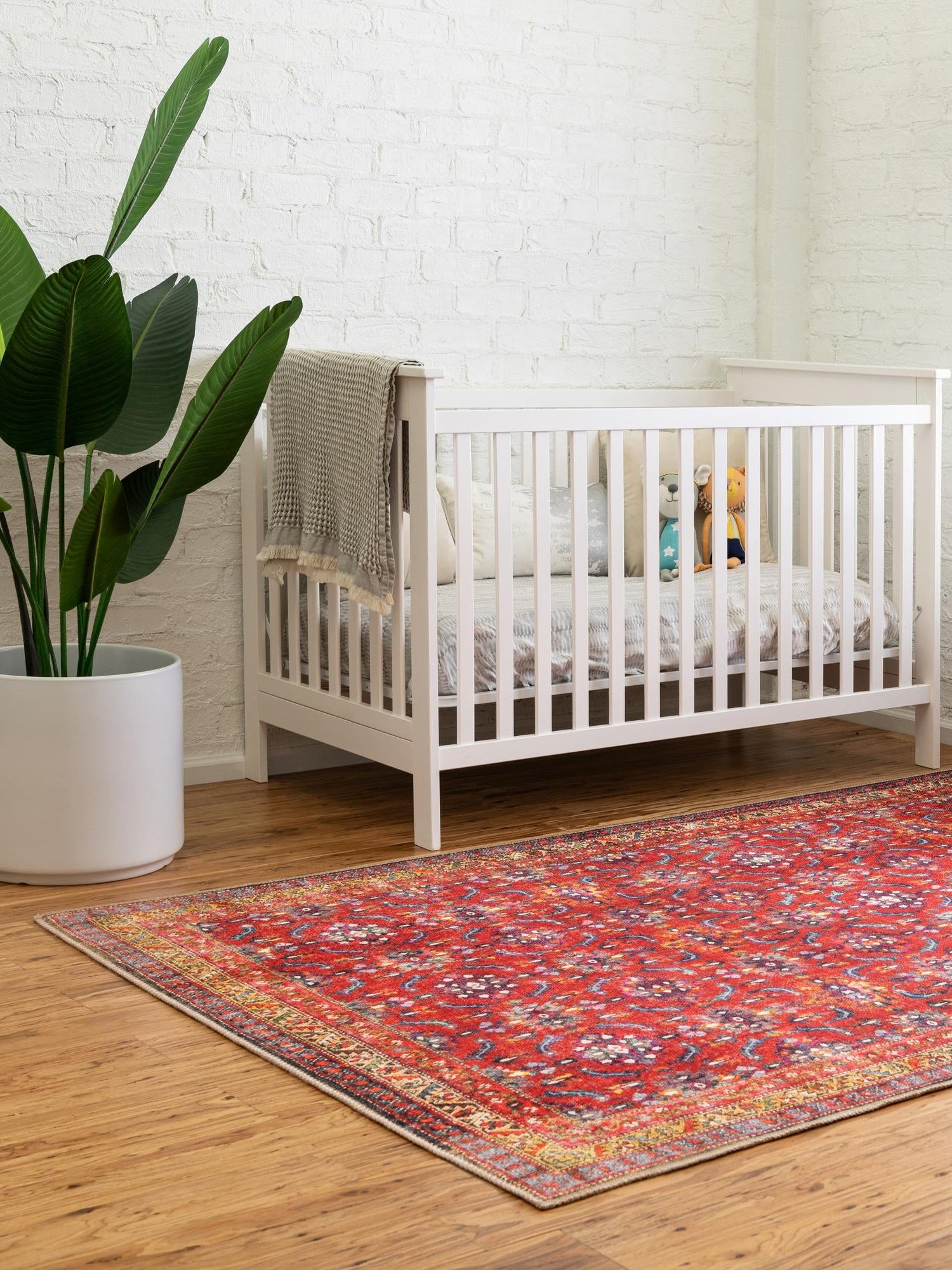 Washable Red 5' x 8' Timeless Rectangle Area Rug Easy to Clean Stain Resistant & Durable Traditional Classic Vintage Design Carpet for Sale at Rug Engine