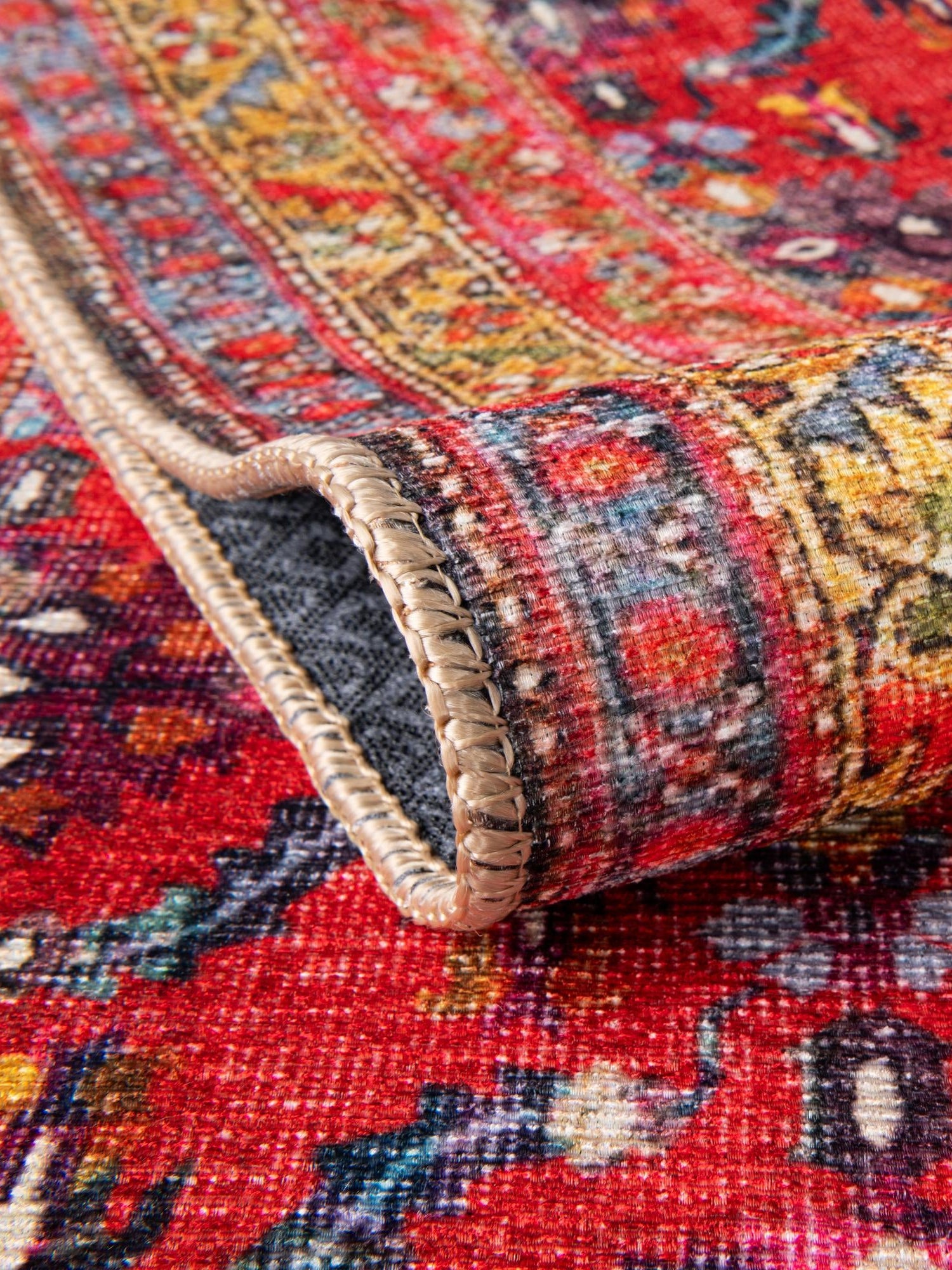 Washable Red 2' x 3' Timeless Rectangle Area Rug Easy to Clean Stain Resistant & Durable Traditional Classic Vintage Design Carpet for Sale at Rug Engine
