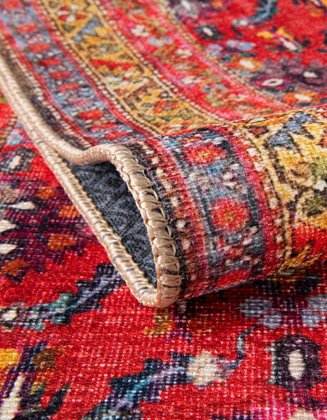 Washable Red 2' x 3' Timeless Rectangle Area Rug Easy to Clean Stain Resistant & Durable Traditional Classic Vintage Design Carpet for Sale at Rug Engine