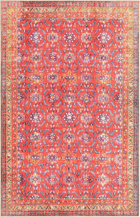 Red 5' x 8' Timeless Washable Rectangle Rug