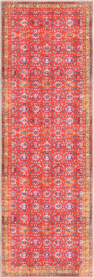 Red 2' x 6' Timeless Washable Runner Rug