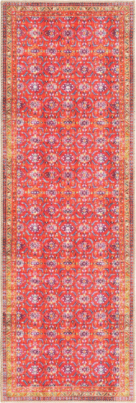 Red 2' x 6' Timeless Washable Runner Rug