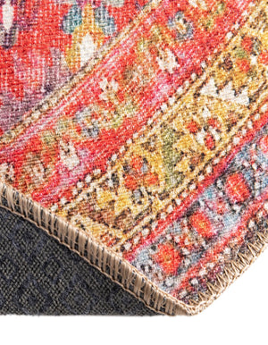 Washable Red 7' 7 x 7' 7 Timeless Round Area Rug Easy to Clean Stain Resistant & Durable Traditional Classic Vintage Design Carpet for Sale at Rug Engine