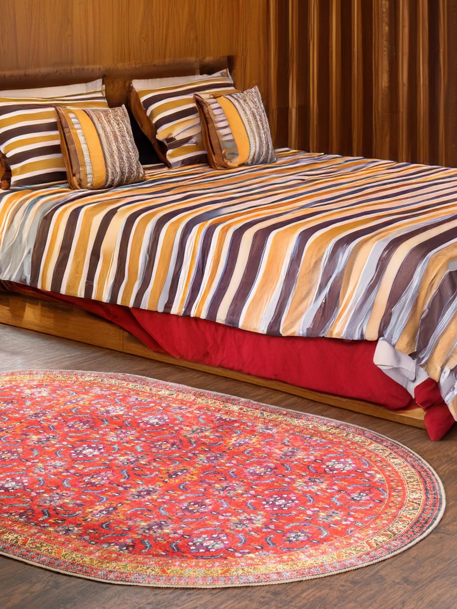 Washable Red 2' x 3' 1 Timeless Oval Area Rug Easy to Clean Stain Resistant & Durable