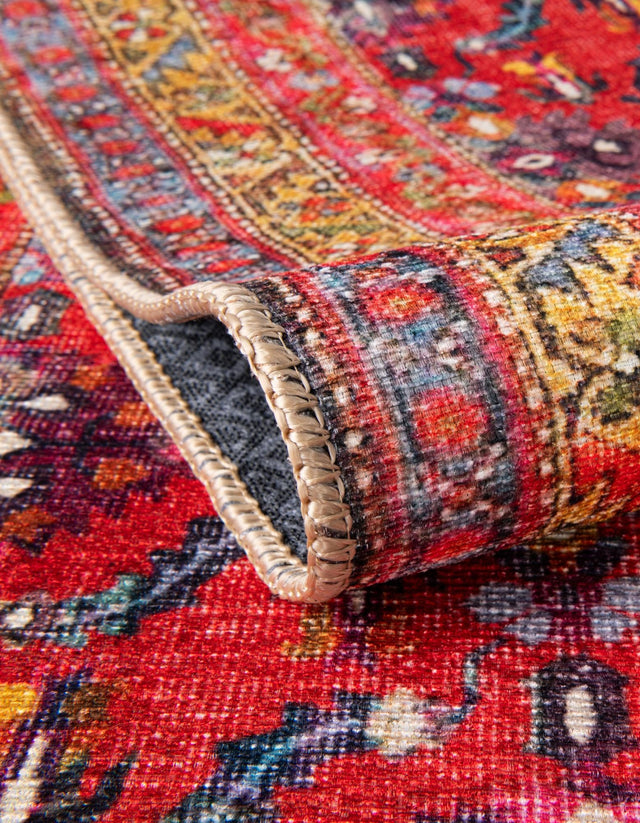 Red 5' x 8' Timeless Washable Oval Rug
