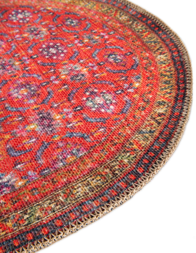Red 5' x 8' Timeless Washable Oval Rug