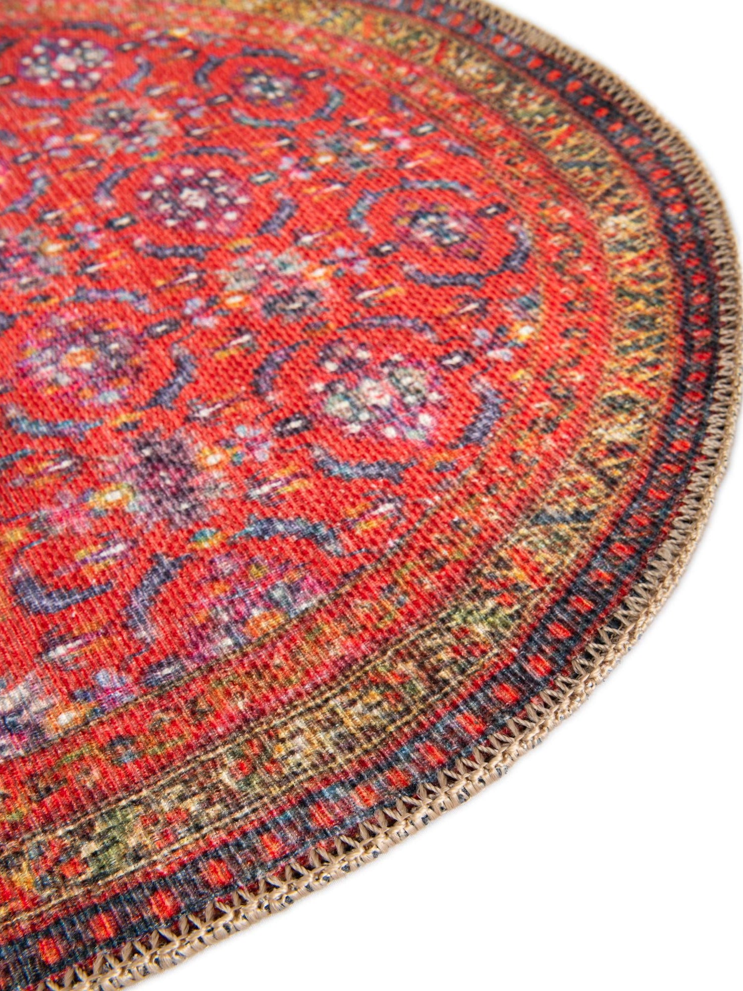 Washable Red 2' x 3' 1 Timeless Oval Area Rug Easy to Clean Stain Resistant & Durable