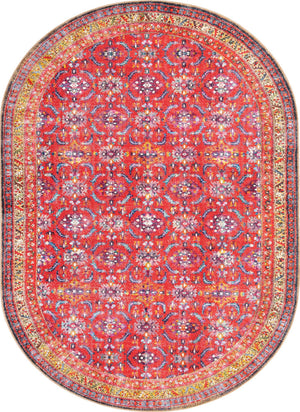 Red 8' x 10' 6 Timeless Washable Oval Rug