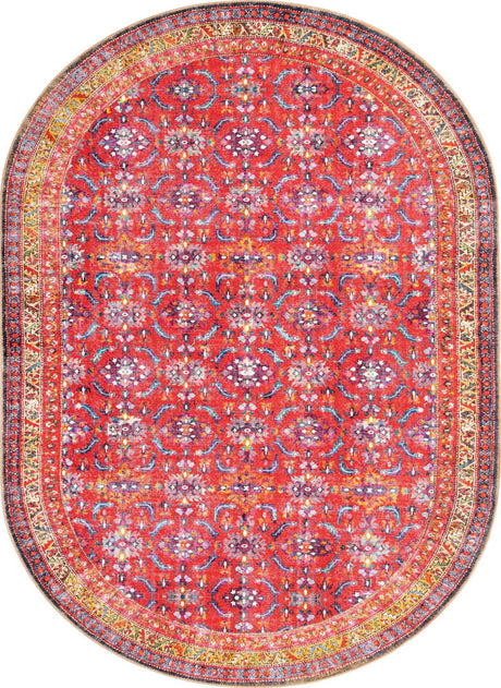 Red 8' x 10' 6 Timeless Washable Oval Rug