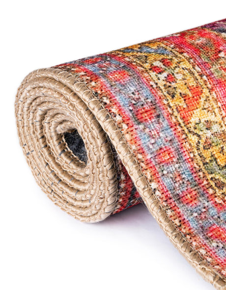 Red 8' x 8' Timeless Washable Square Rug