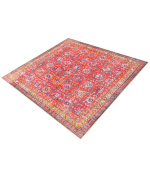 Red 8' x 8' Timeless Washable Square Rug