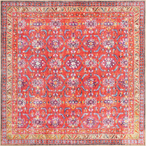 Red 8' x 8' Timeless Washable Square Rug