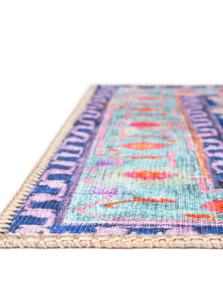 Washable Blue 2' x 3' Timeless Rectangle Area Rug Easy to Clean Stain Resistant & Durable Traditional Classic Vintage Design Carpet for Sale at Rug Engine
