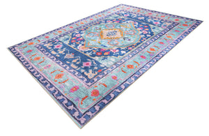 Washable Blue 8' 4 x 12' Timeless Rectangle Area Rug Easy to Clean Stain Resistant & Durable Traditional Classic Vintage Design Carpet for Sale at Rug Engine