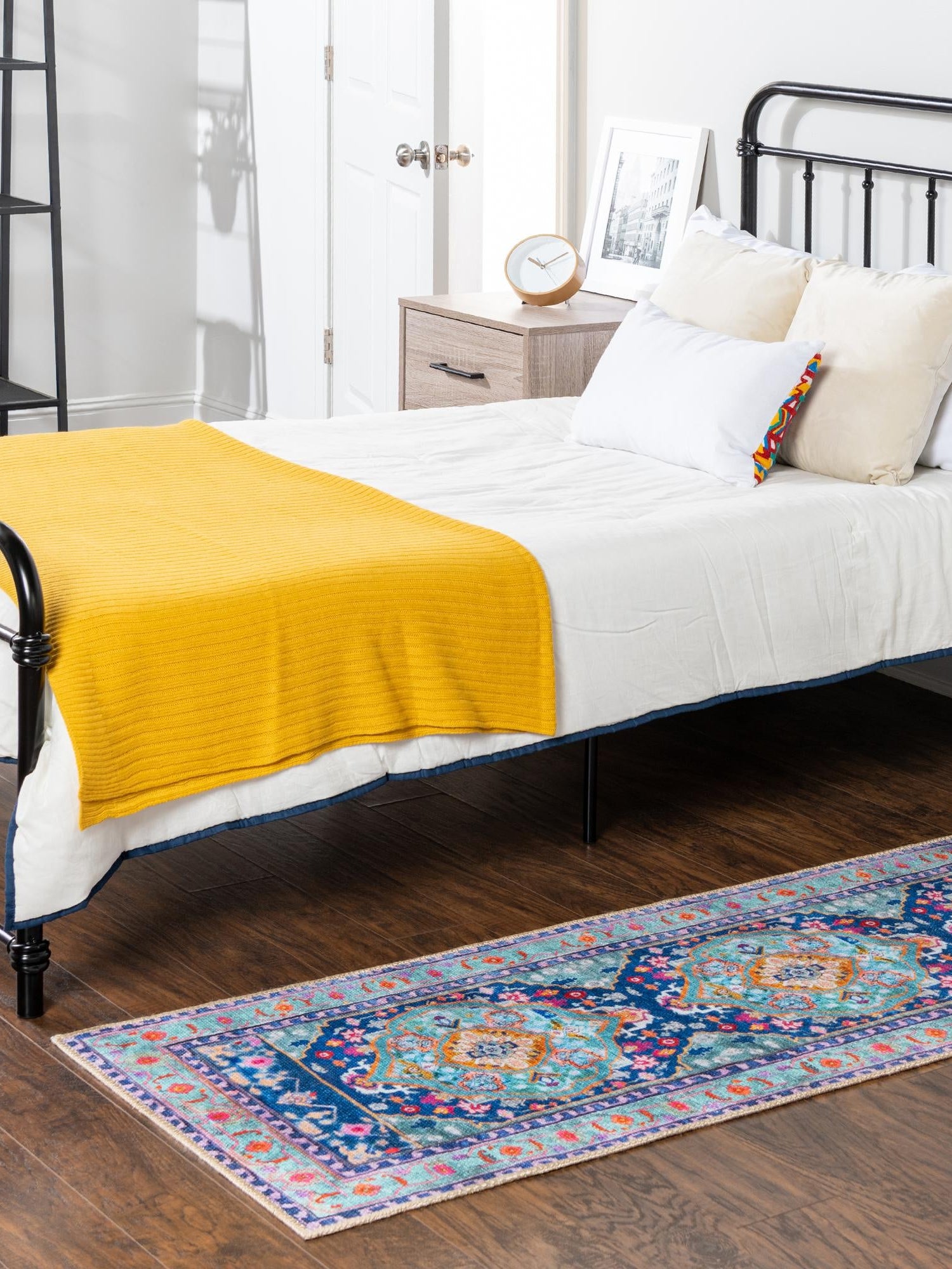 Washable Blue 2' x 6' Timeless Runner Area Rug Easy to Clean Stain Resistant & Durable Traditional Classic Vintage Design Carpet for Sale at Rug Engine