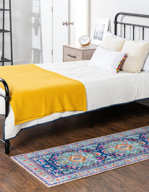 Blue 2' x 6' Timeless Washable Runner Rug